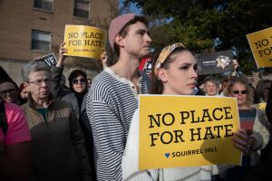 PITTSBURGH, PA - OCT 30: People join a solidarity march in re