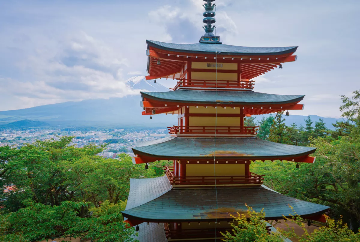 Vista de un edificio tradicional de Japón. 