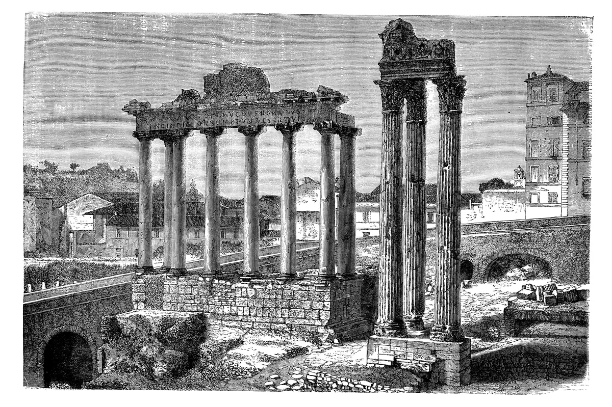 Grabado de foro Romanum Rome Italy 1868.jpg