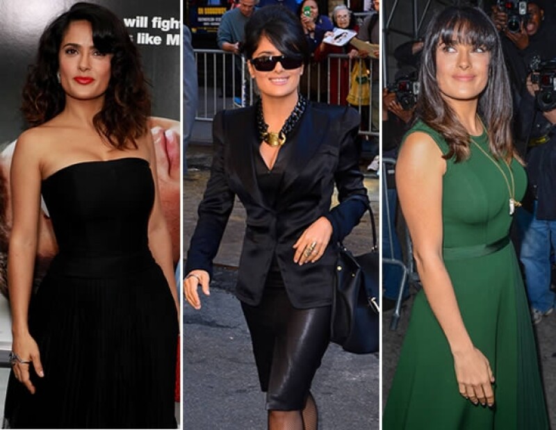 Esta semana Salma mostró inclinación por el color negro.