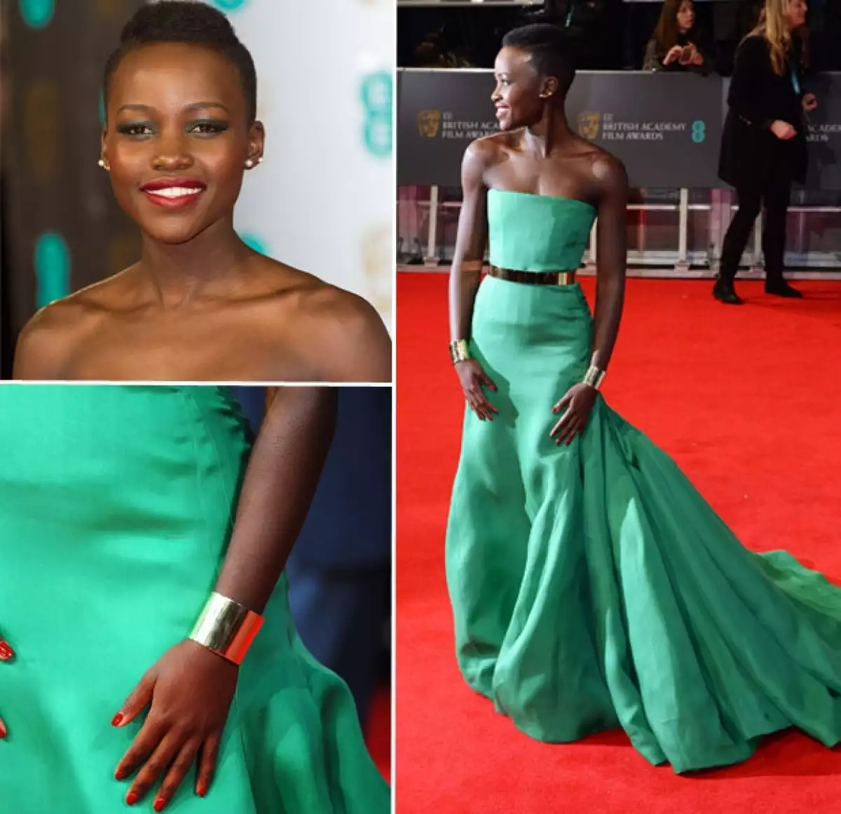 La actriz impactó en la entrega de premios con un vestido de seda en color verde y firmado por Christian Dior que destacó la belleza de su silueta y su color de piel.