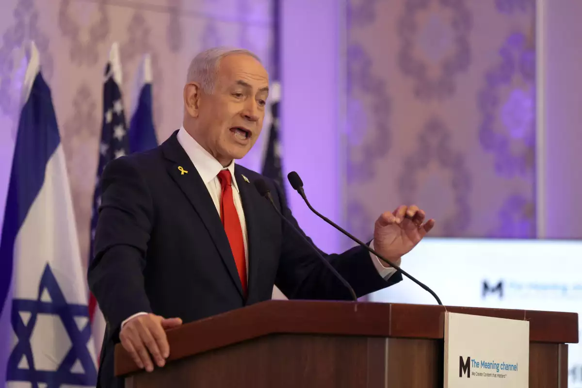 El primer ministro israelí, Benjamin Netanyahu, habla durante la "Conferencia Cristiana" en Jerusalén el 27 de julio de 2025.