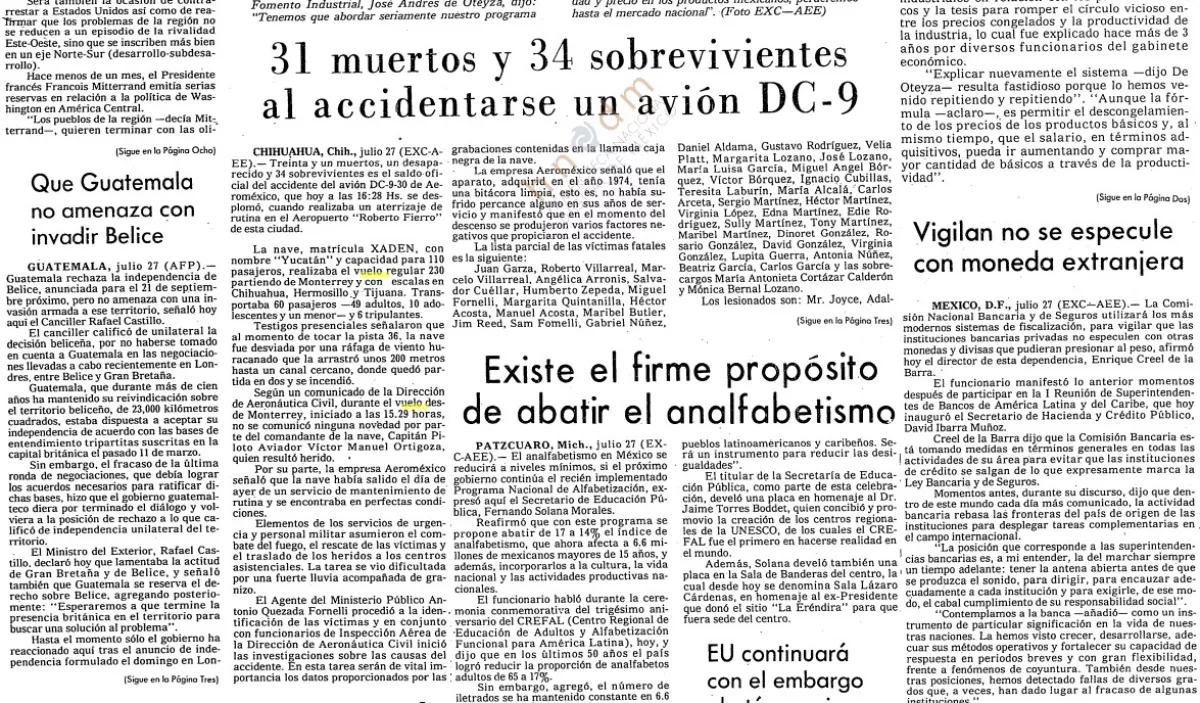 accidente aereo mexico 1981
