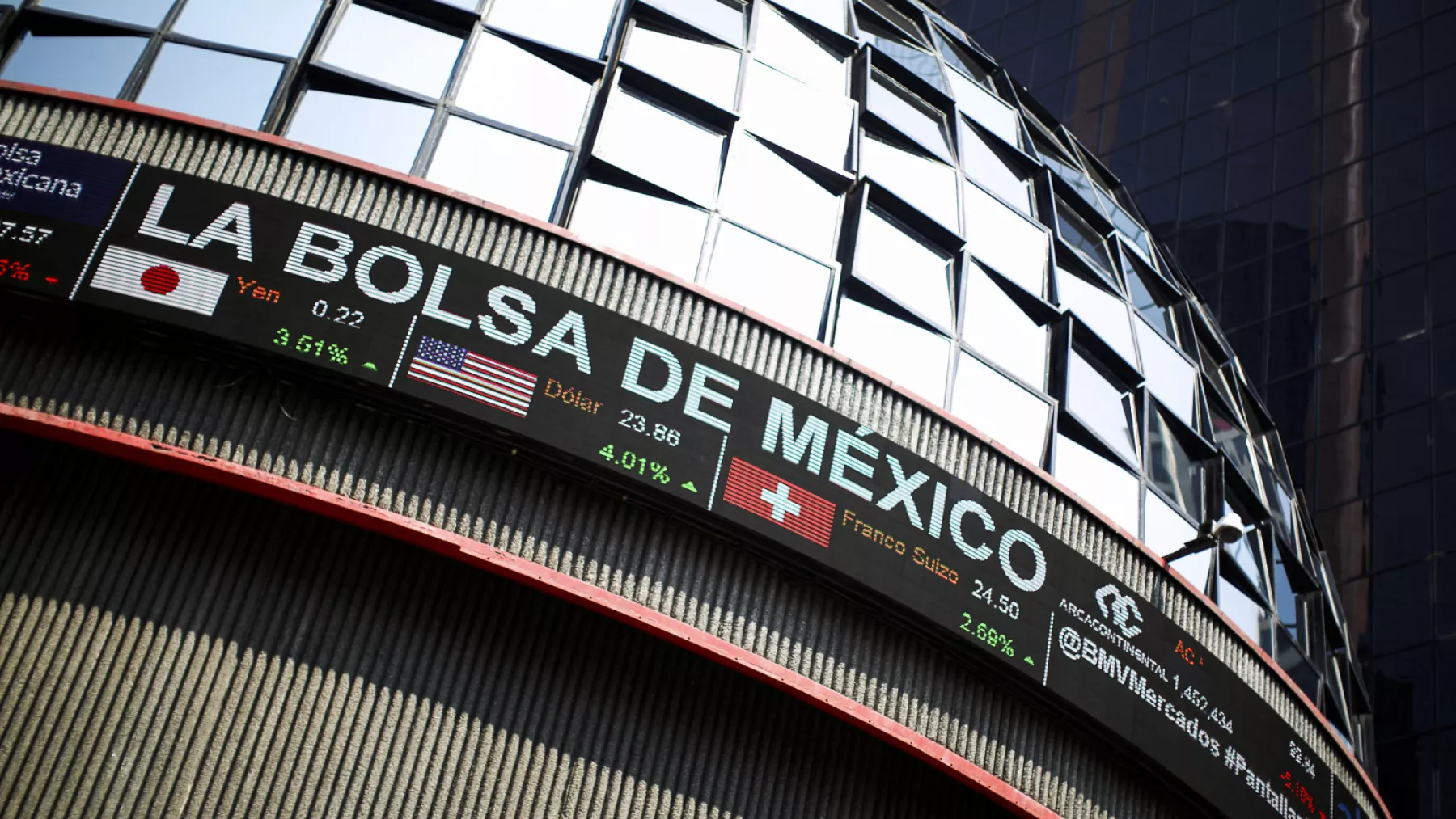 The building of Mexico's stock exchange is pictured after Latin American stocks tanked amid continued concerns over the coronavirus disease (COVID-19), in Mexico City