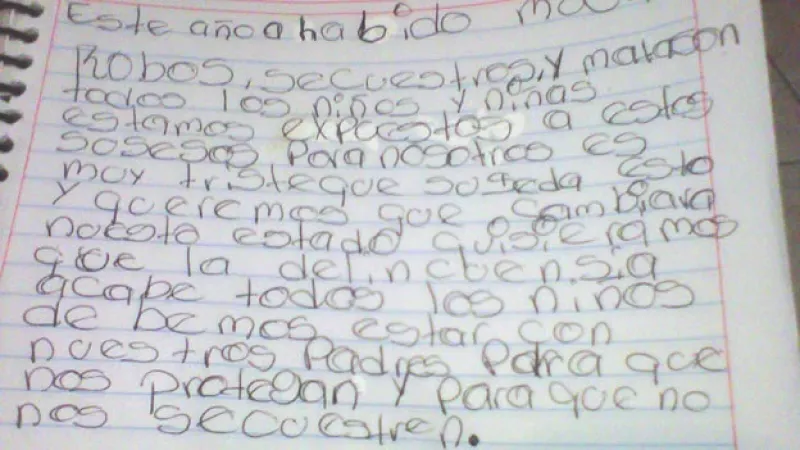 Carta de una niña en Veracruz