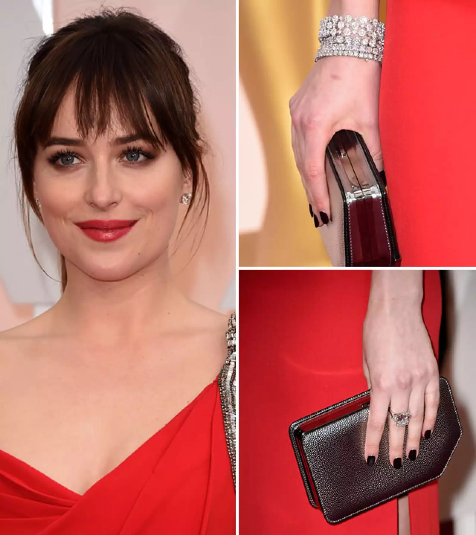 Una de las actrices que más lució en los Oscar, Dakota Johnson, usó aretes y pulseras de Forevermark Diamonds, superando los $2 millones de dólares y los 28k.