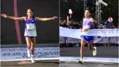 El peruano Cristhian Pacheco y la etíope Alemtsehay Asefa Kasegn cruzan la meta de Maratón CDMX 2026. 