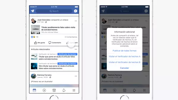 Menos  noticias falsas en Facebook.