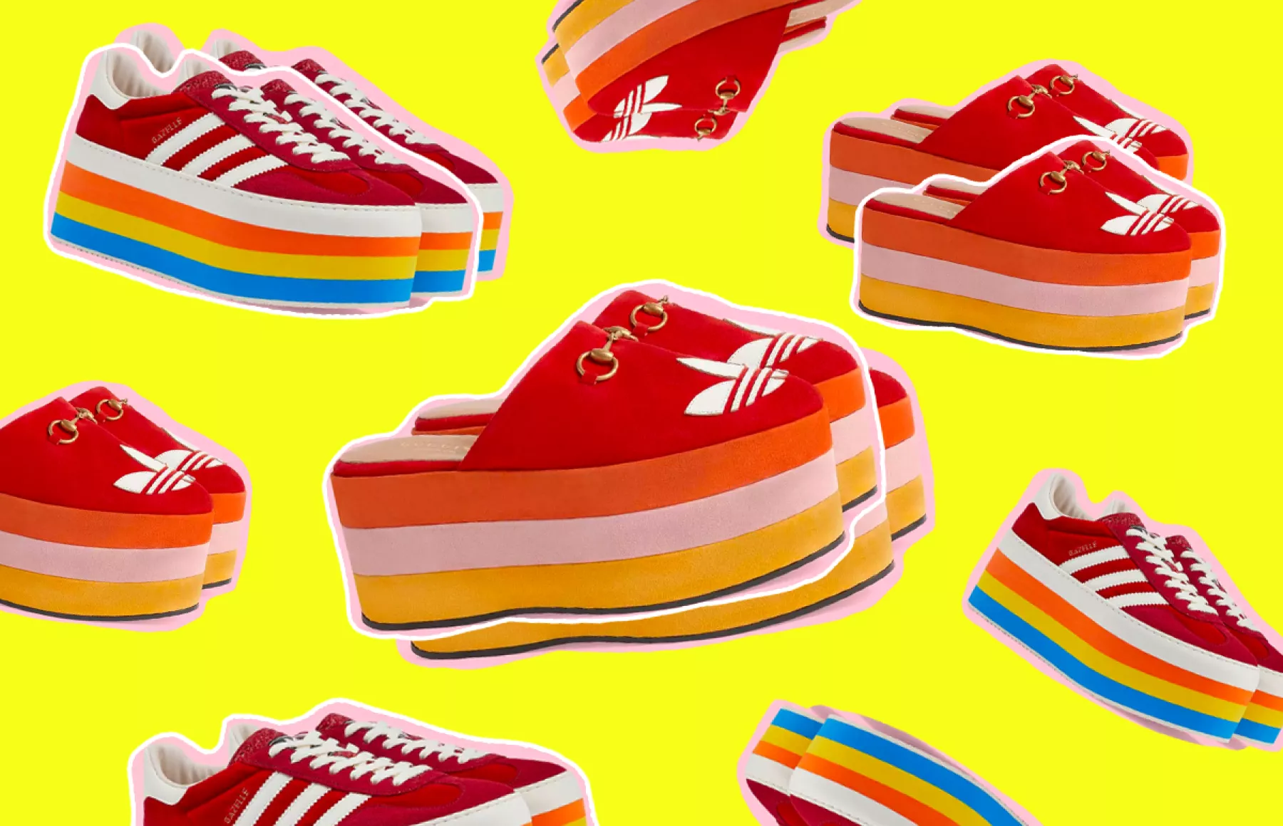 gucci adidas tenis plataforma arcoiris