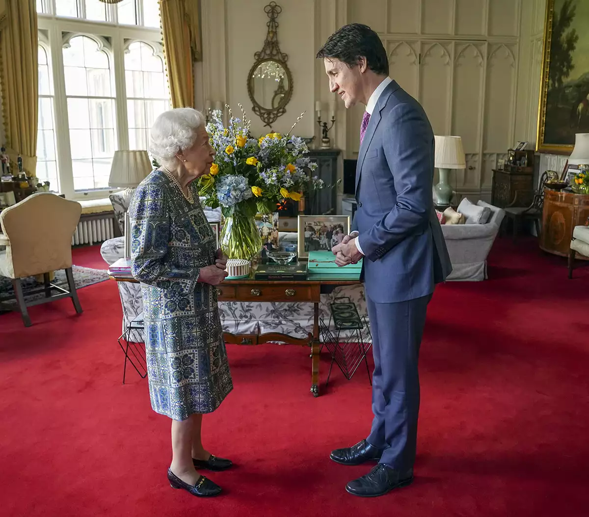 Queen Elizabeth II Receives Canadian Prime Minister Justin Trudeau At Windsor Castle