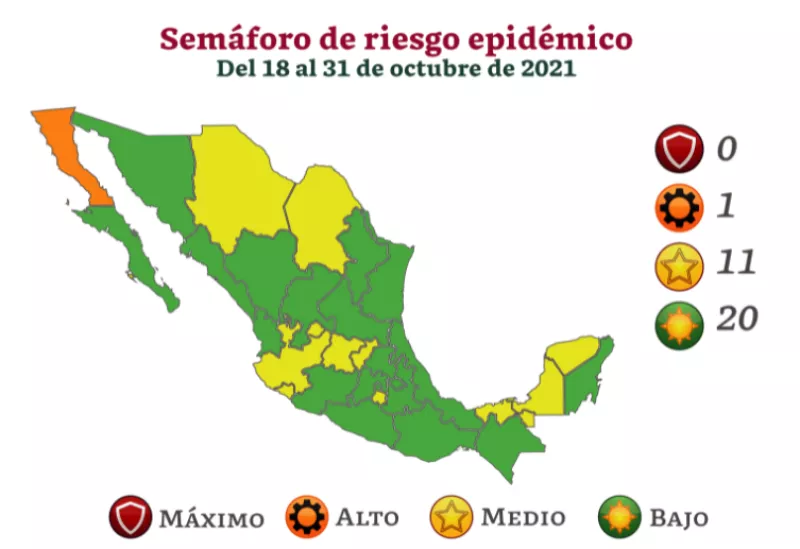 Mapa Covid Mexico del 18 al 31 de octubre