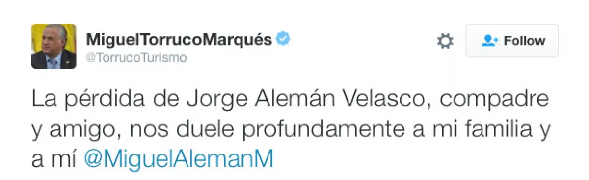 Además, dio el pésame a Miguel Alemán Magnani.