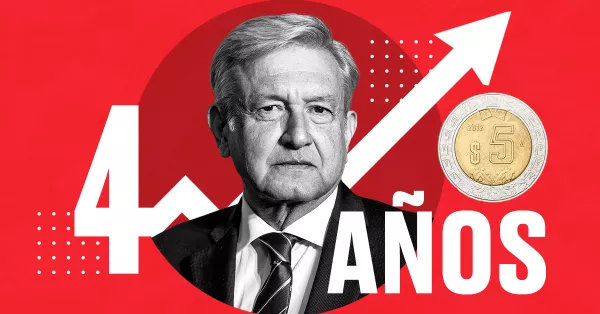 moneda de 5 pesos y cara de amlo