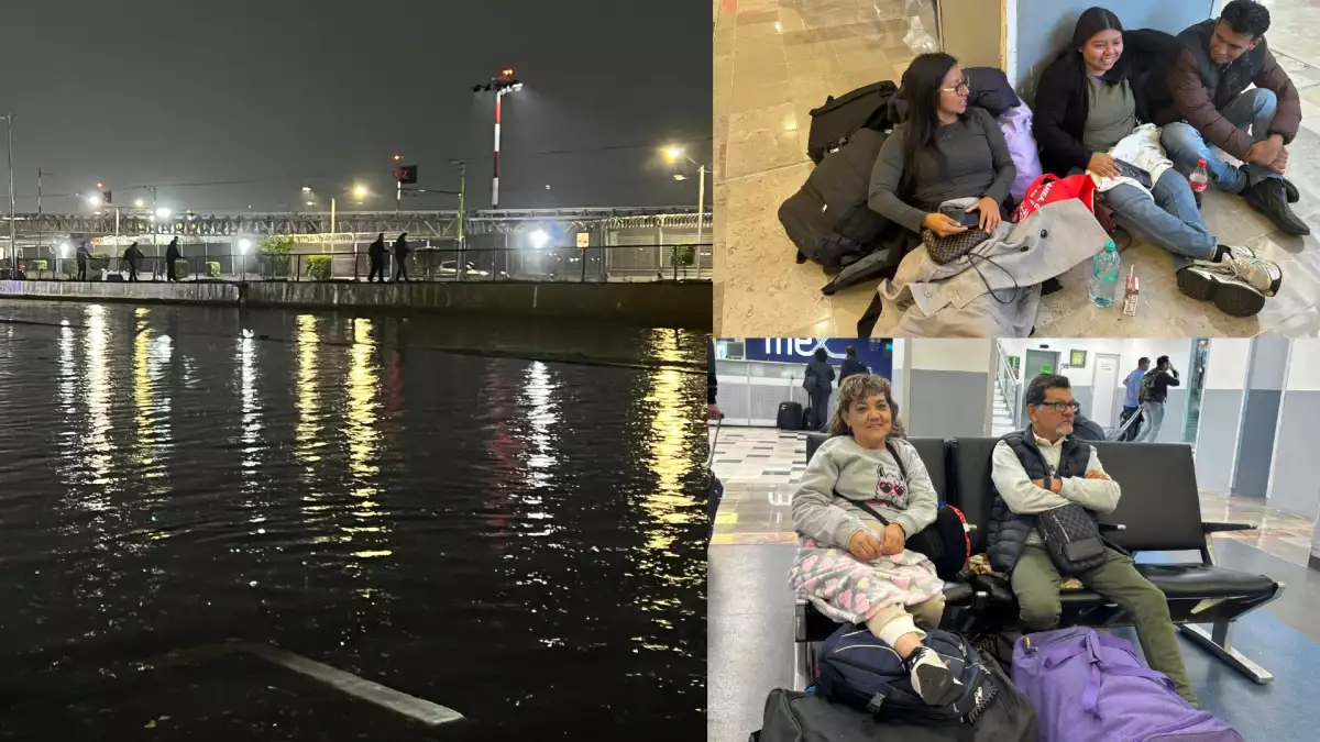 "Aquí dormimos y comemos": pasajeros quedan varados en el AICM por lluvias a inundaciones