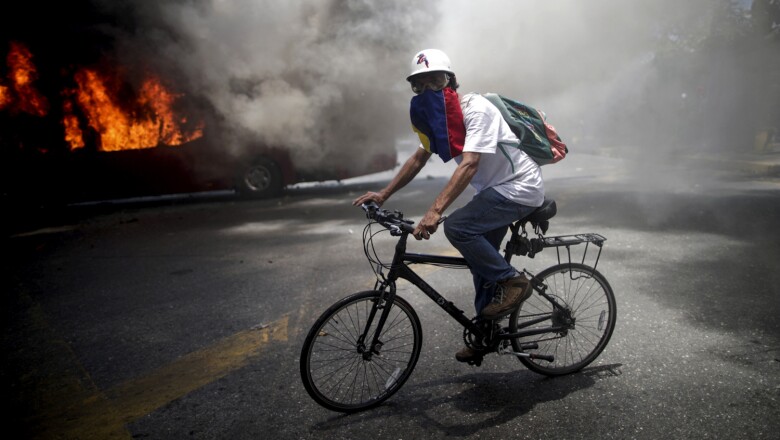 Opposition demonstration near the Generalisimo Francisco de Miranda Airbase "La Carlota" in Caracas