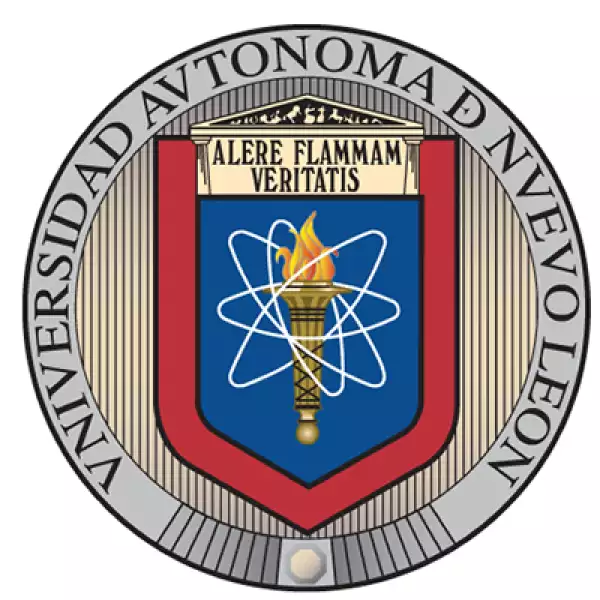 El logo de la Universidad Autónoma de Nuevo León refleja la visión del exrector Enrique Livas con la antorcha, flama, y elipse de electrón que acompañan la frase: Alentando la llama de la verdad”.