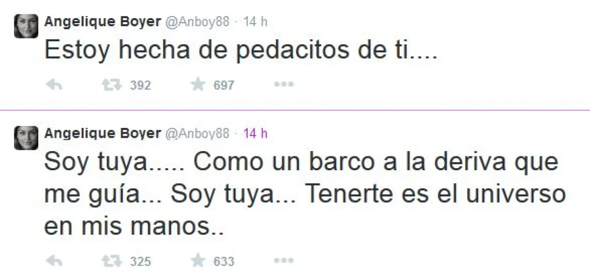 Angelique Boyer demostró en Twitter lo enamorada que está de Sebastián Rulli.