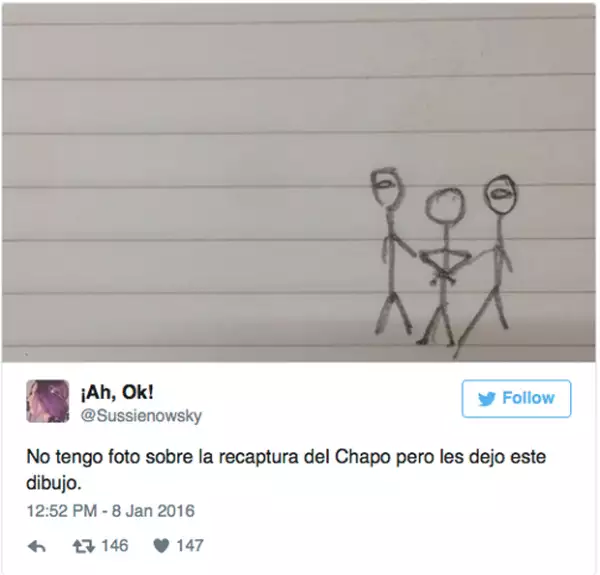 Otra situación, que se hizo viral el año pasado, sirvió de meme para el operativo de recaptura del narcotraficante.