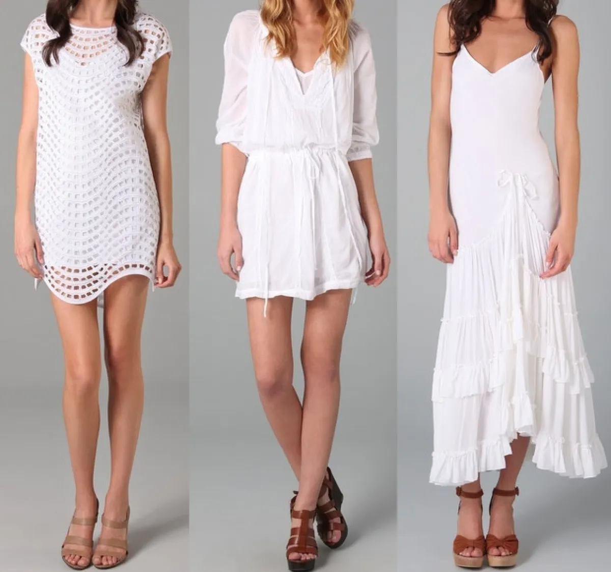 Thread Social, Velvet y Free People tienen varios modelos de vestidos blancos.