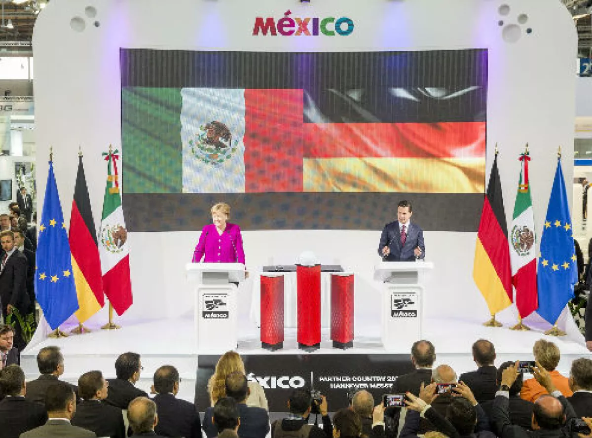 Pe�a y Merkel en la feria de Hannover Messe 2018