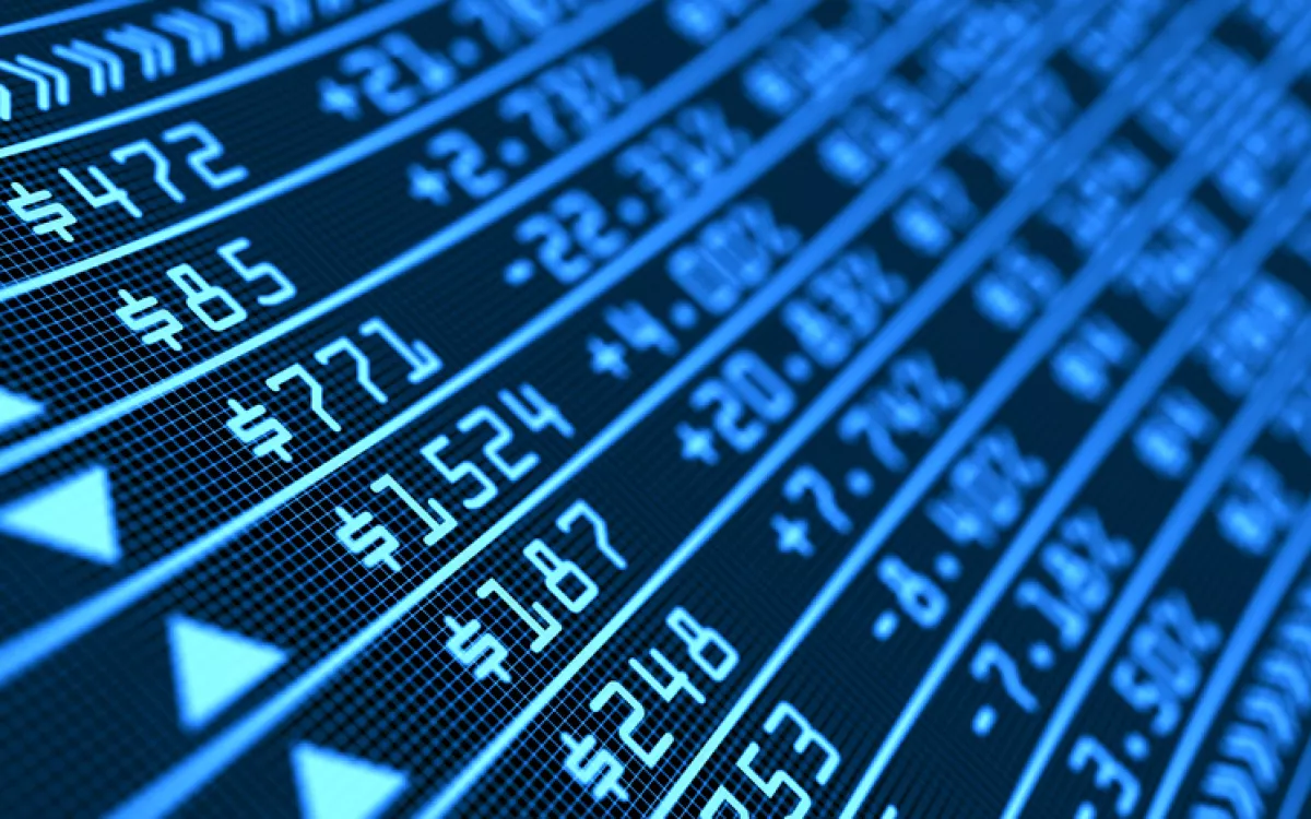 Stock market business graph chart on digital screen. Success and loss money concept. Trading screen board. Financial 3d illustration.