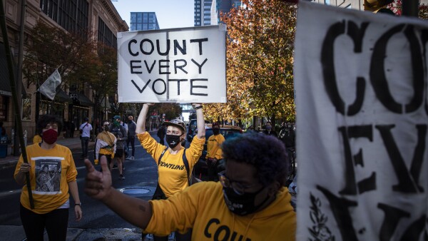 Protests Continue In Philadelphia As Pennsylvania Counts Votes