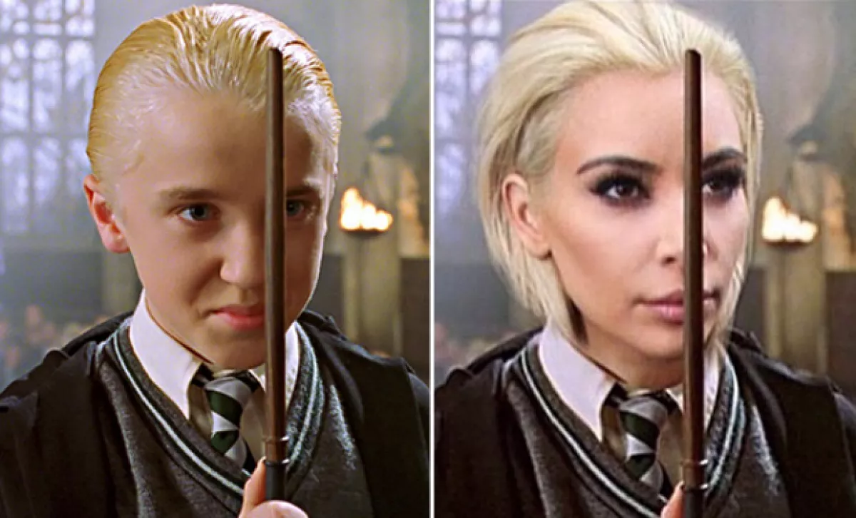 Tom Fellon publicó un meme de Kim luciendo como Draco Malfoy por su nuevo y criticado look de pelo súper güero.