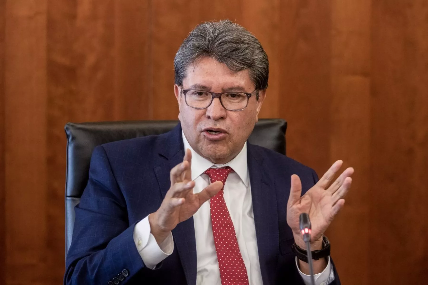 CIUDAD DE MÉXICO, 10SEPTIEMBRE2019.- Ricardo Monreal, coordinador de Morena, ofreció conferencia de prensa en el Senado de la República. 
FOTO: ISAAC ESQUIVEL /CUARTOSCURO.COM