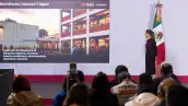 En la imagen, la presidenta Claudia Sheinbaum durante la conferencia de prensa en la que se presentó el nuevo uso del terreno.
