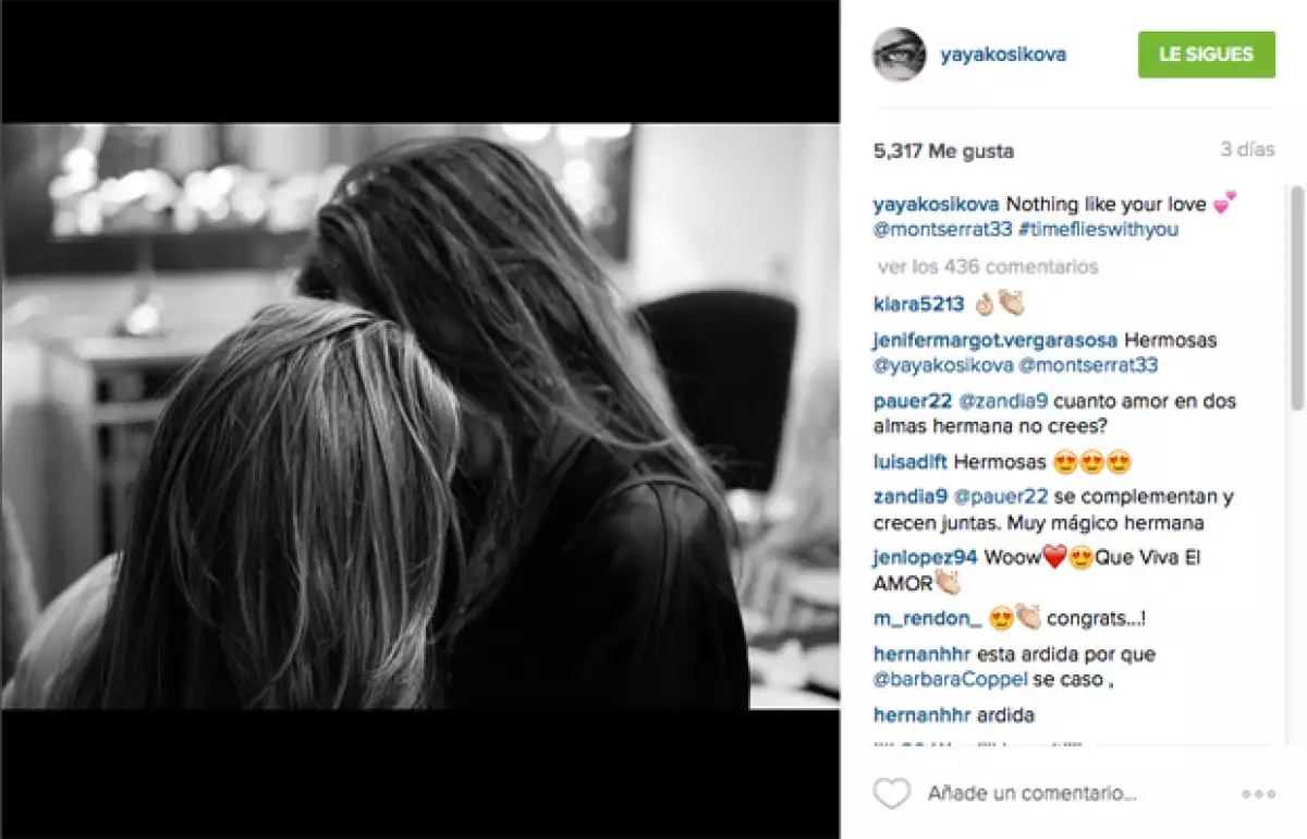 `El tiempo vuela contigo`, escribió Yaya en esta foto con dedicatoria a Montse.