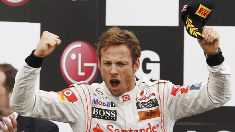 jenson button celebra triunfo en F1 de Canadá