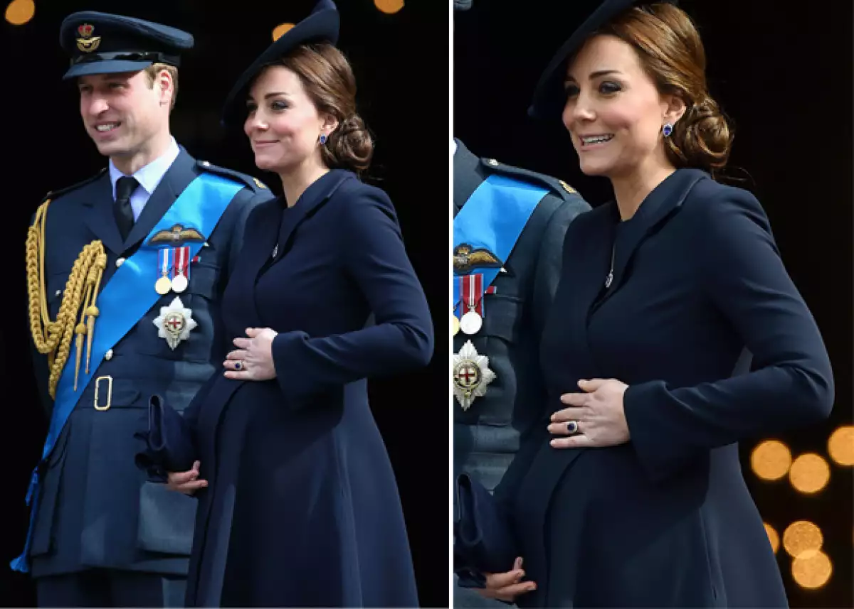 Durante el servicio en honor a los héroes de guerra de Afganistán, la Duquesa de Cambridge no pudo disimular que su bebé no dejaba de darle pataditas. Sus caras lo dicen todo.