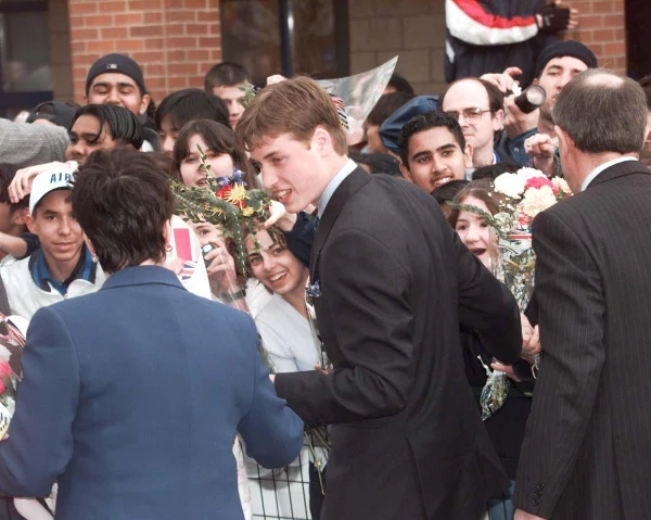 Prince William Of Wales On Walkabout At Burnaby School Vancouver Canada Amongst His Fans. Royal Royalty Fans Crowds