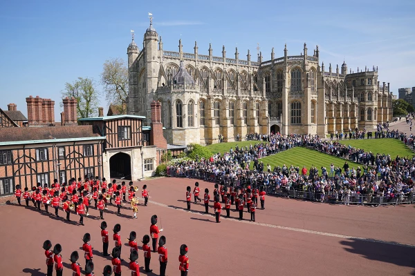 Coldstream Guards Mark Queen Elizabeth II's 96th Birthday At Windsor Castle