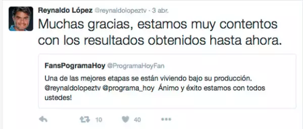 Esto ha sido lo que Reynaldo ha hablado en Twitter respecto a Hoy.