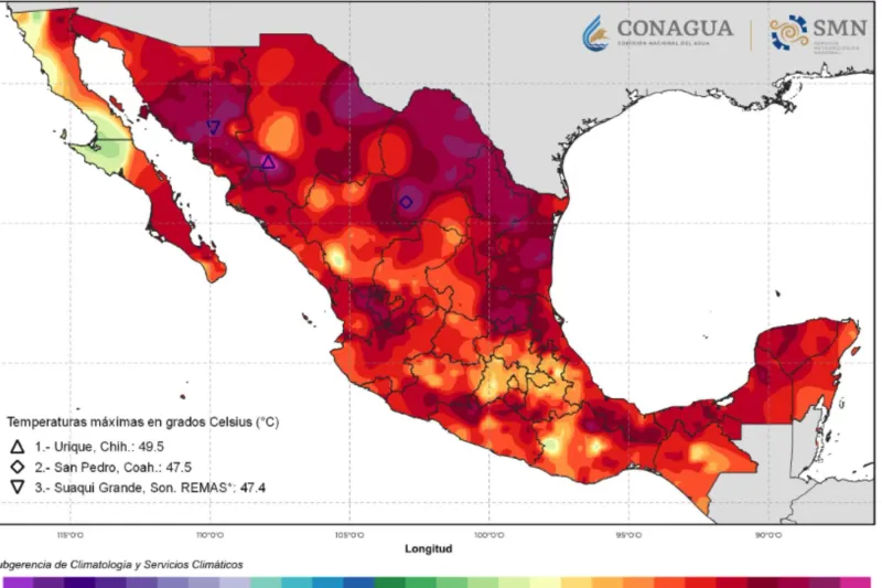 El 21 de julio, las ciudades que registraron las más altas temperaturas fueron Urique, Chihuahua; San Pedro, Coahuila y Suaqui Grande, Sonora. (Foto: Conagua).