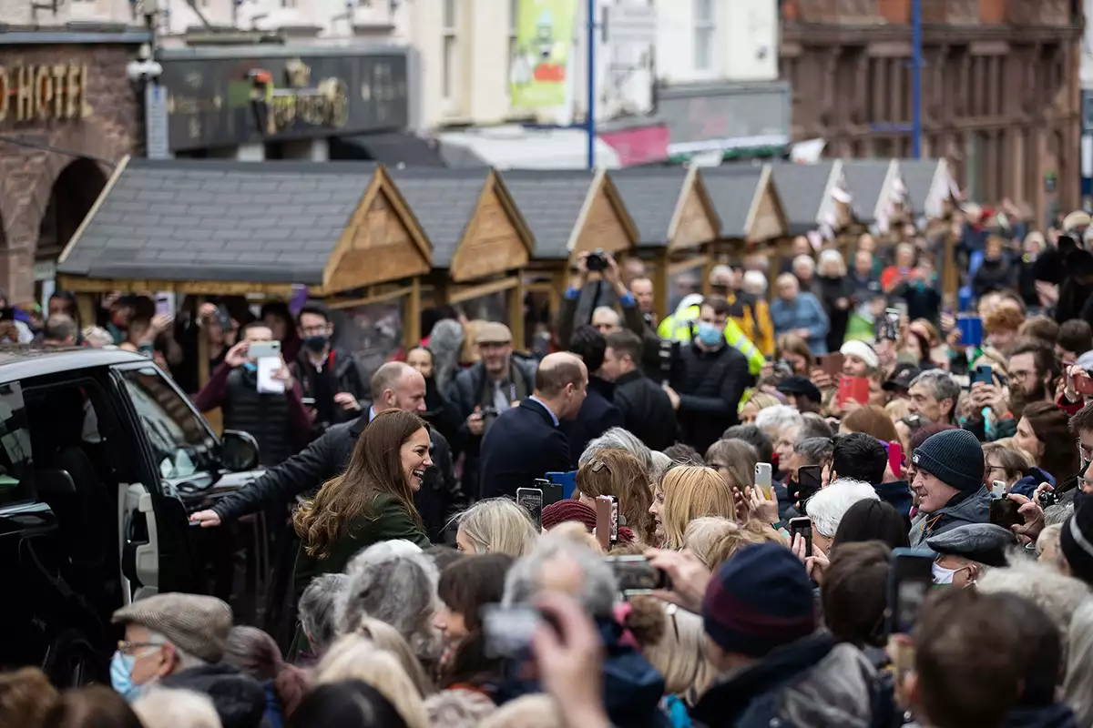 Prince William and Catherine Duchess of Cambridge visit to Abergavenny Market, Wales, UK - 01 Mar 2022