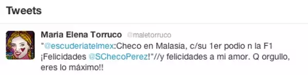 Este fui el tuit de María Elena Torruco.