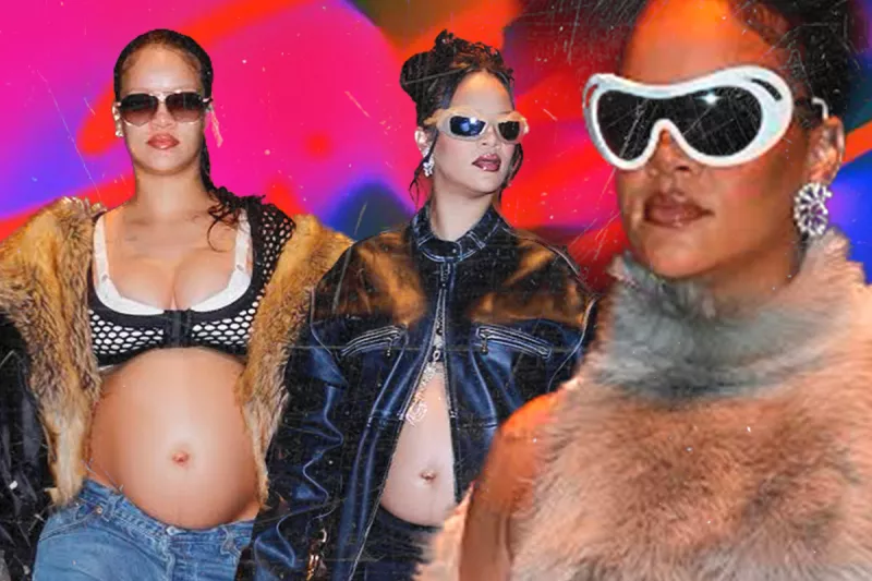 Rihanna con un abrigo de pelo en nueva York.