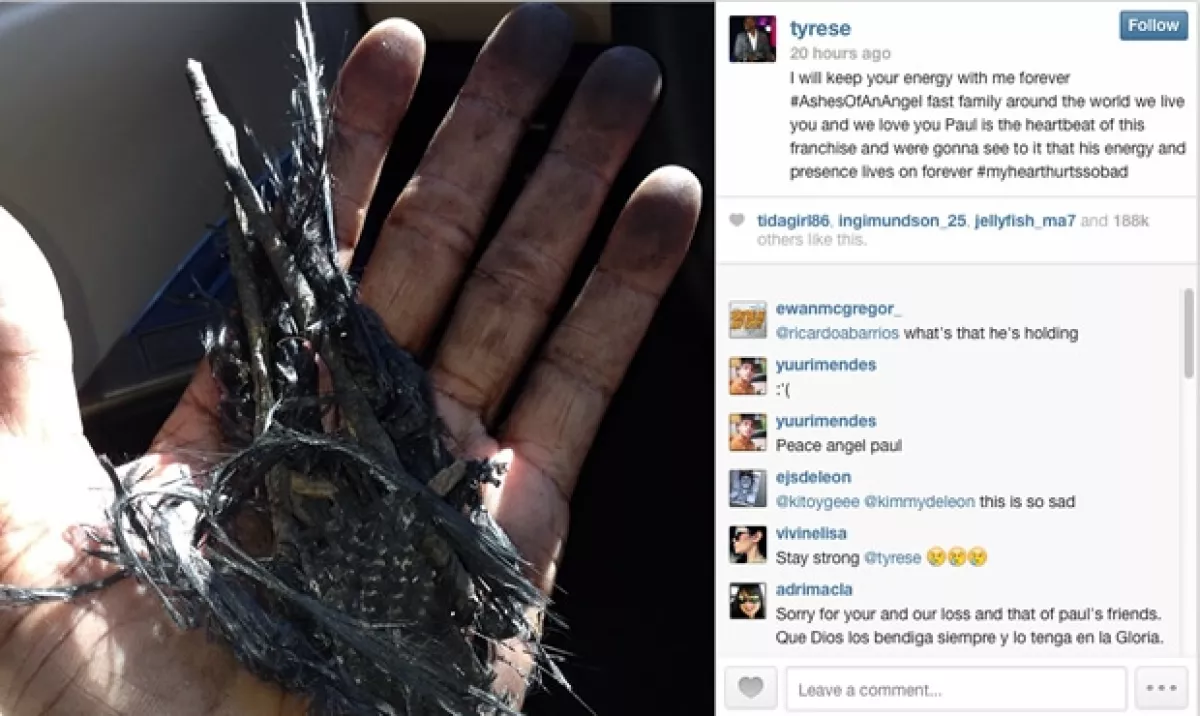 Tyrese Gibson compartió esta foto en Instagram desde el lugar del accidente.