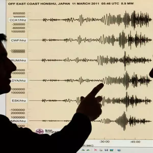 Sismólogos del British Geological Survey señalan el momento exacto en que el terremoto se registró.