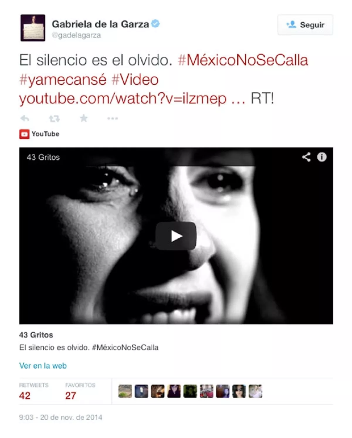 Gabriela de la Garza ha mostrado su inconformismo con varias publicaciones en su Twitter, por lo que a través del video invita a no callar.