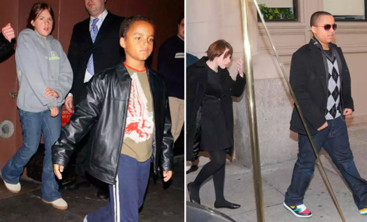 Isabella y Connor en el 2004 y cuatro años después, luego de que sus padres se divorciaran.