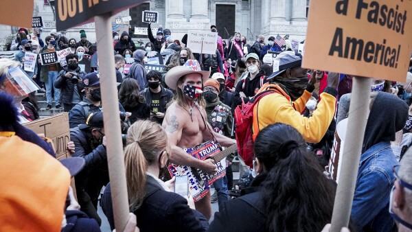 People attend a "Count Every Vote" rally the day after the U.S. election in New York City