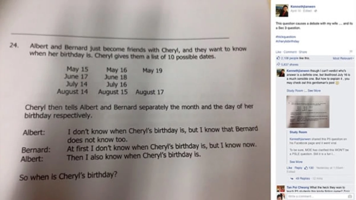 problema de logica cumpleaños de cheryl