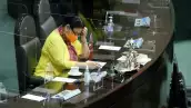 Dulce María Sauri, presidenta de la mesa directiva, durante la sesión ordinaria de la Cámara de Diputados.