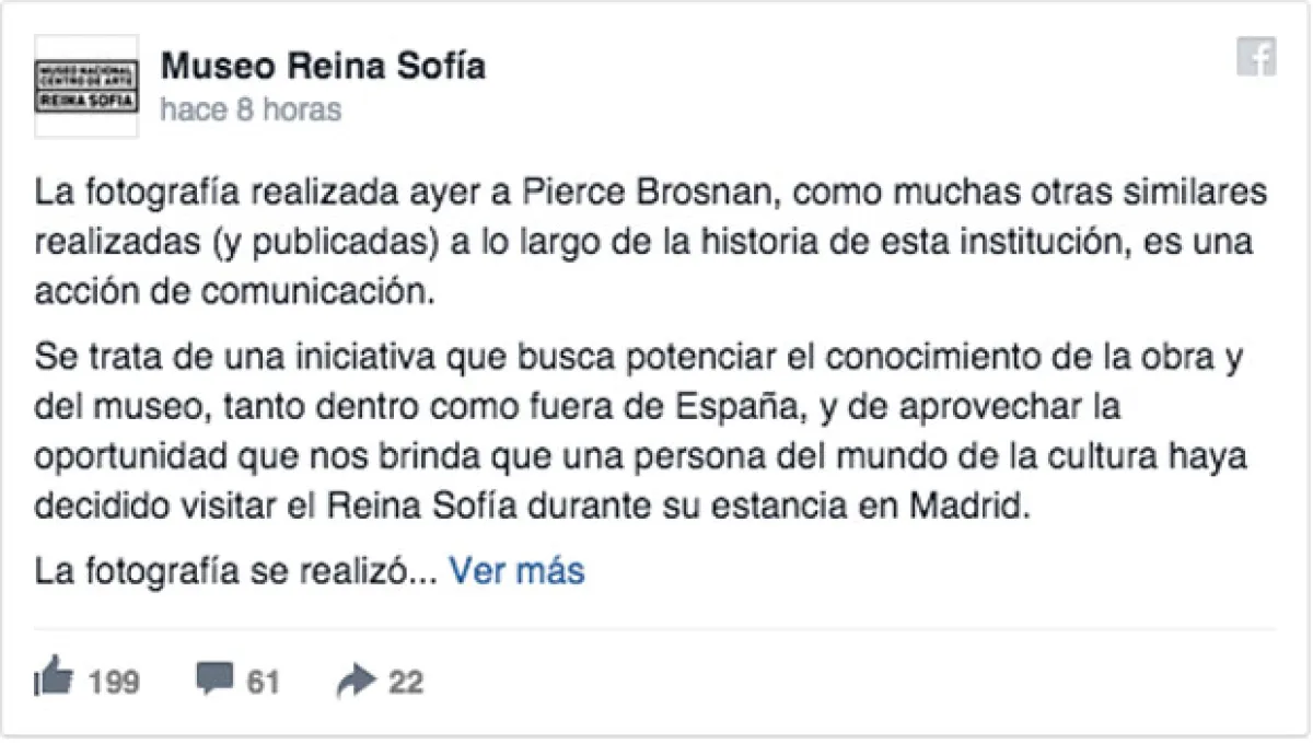 Ante esto, el museo emitió un comunicado en el que explicaban el por qué de la fotografía.