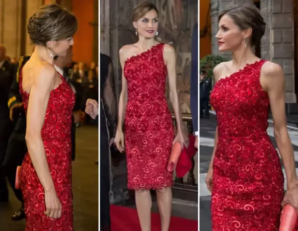 También eligió un vestido de Felipe Varela para la cena en el Palacio Nacional.