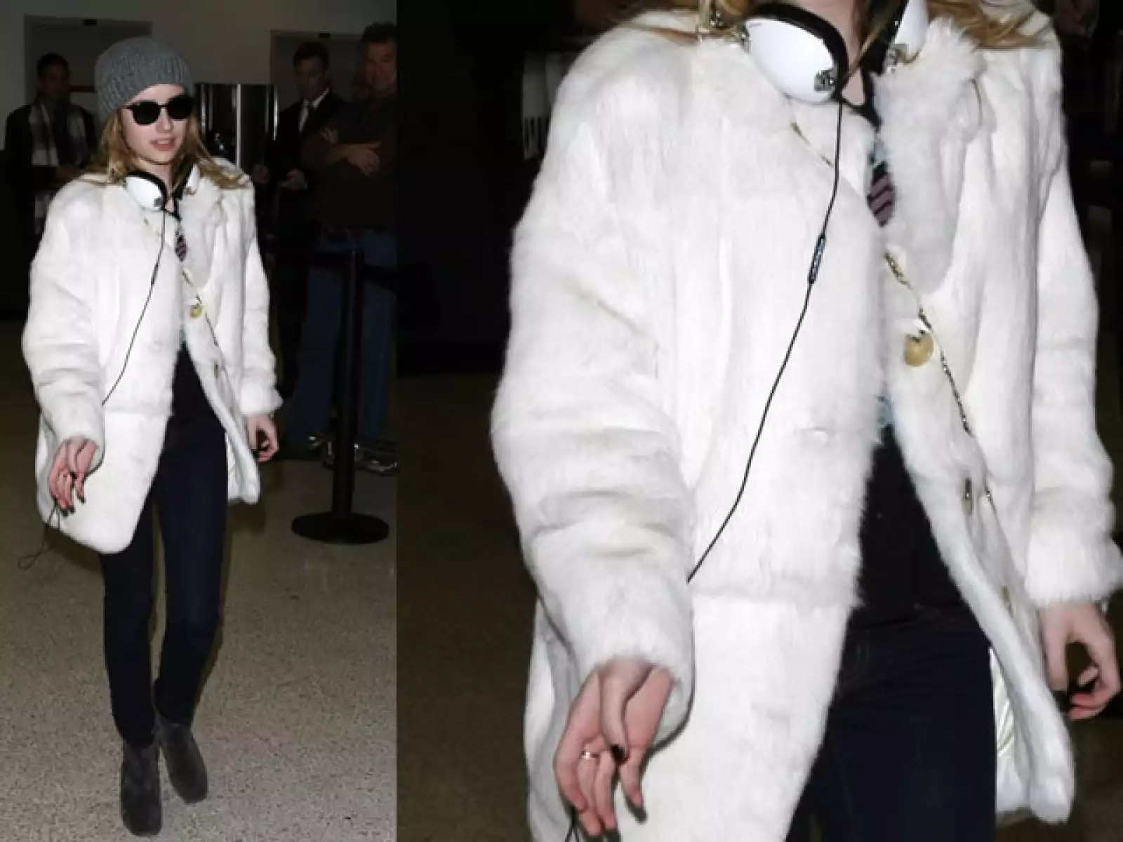 Emma Roberts empeluchada en el aeropuerto.