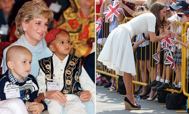 Diana era muy apegada a los niños y en cada visita que realizaba no dudaba en saludar a los pequeños, tal como ahora lo hace Kate.
